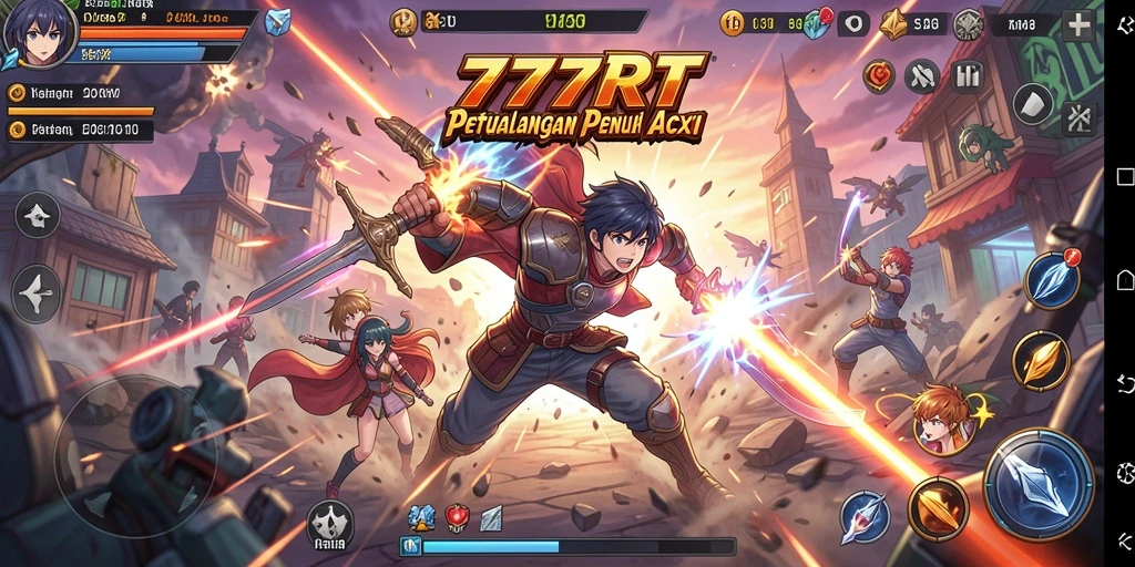 Gameplay menarik dalam 777RT yang menampilkan pertarungan karakter Anime.