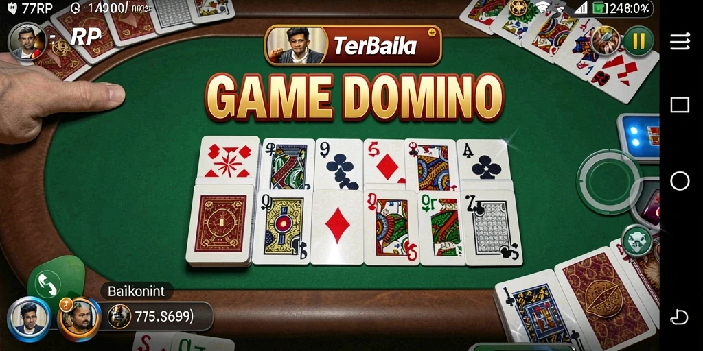 Screenshot utama 77RP menampilkan gameplay seru dari permainan Domino.