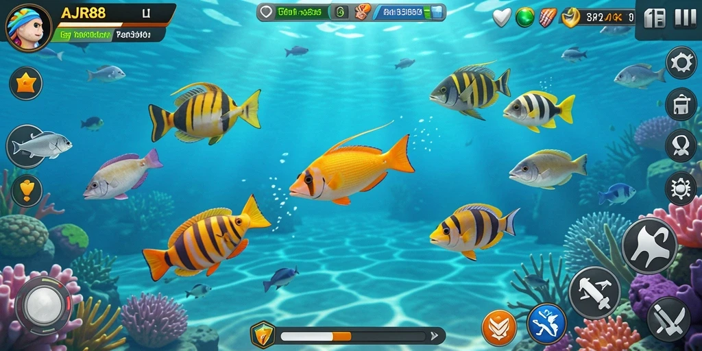 Tampilan gameplay Tembak Ikan yang penuh aksi dan keseruan.