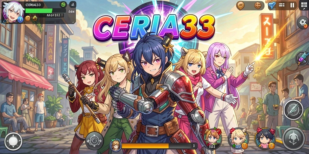 Tampilan gameplay CERIA33 yang menarik dan penuh warna.