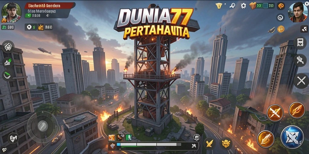 Gameplay seru DUNIA77 dengan pertahanan menara yang strategis.