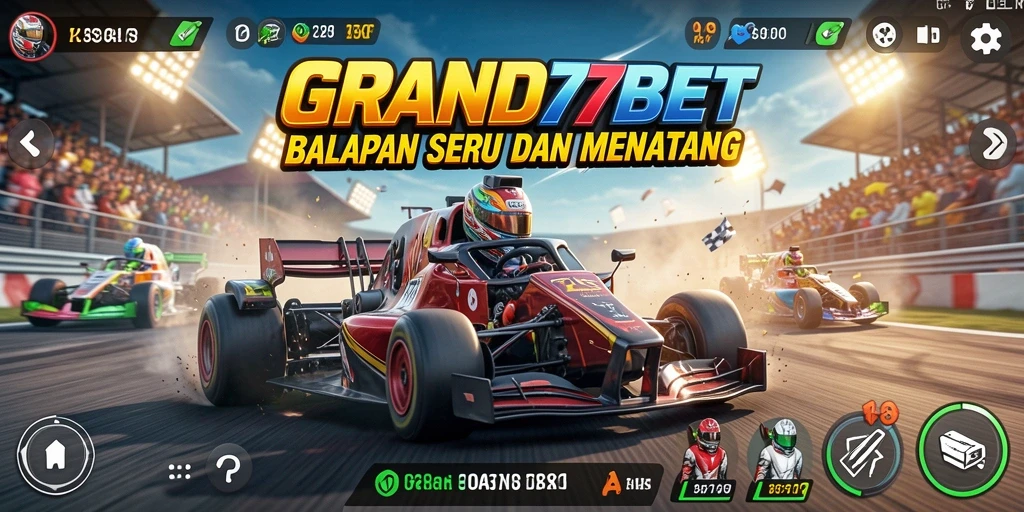 Tampilan gameplay GRAND77BET yang menegangkan saat balapan.