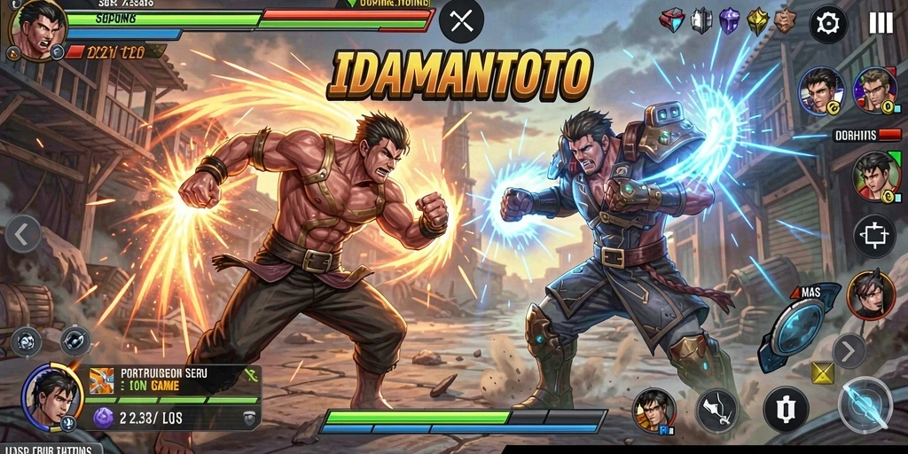 Tampilan pertarungan seru di <strong>IDAMANTOTO</strong> dengan karakter yang beraksi.