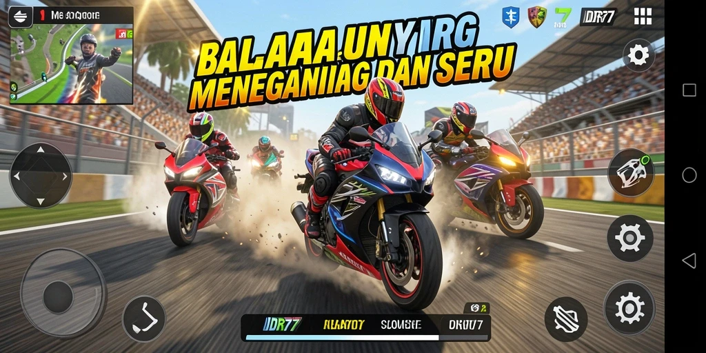 Tangkapan layar gameplay IDR77 yang memperlihatkan aksi balapan seru.