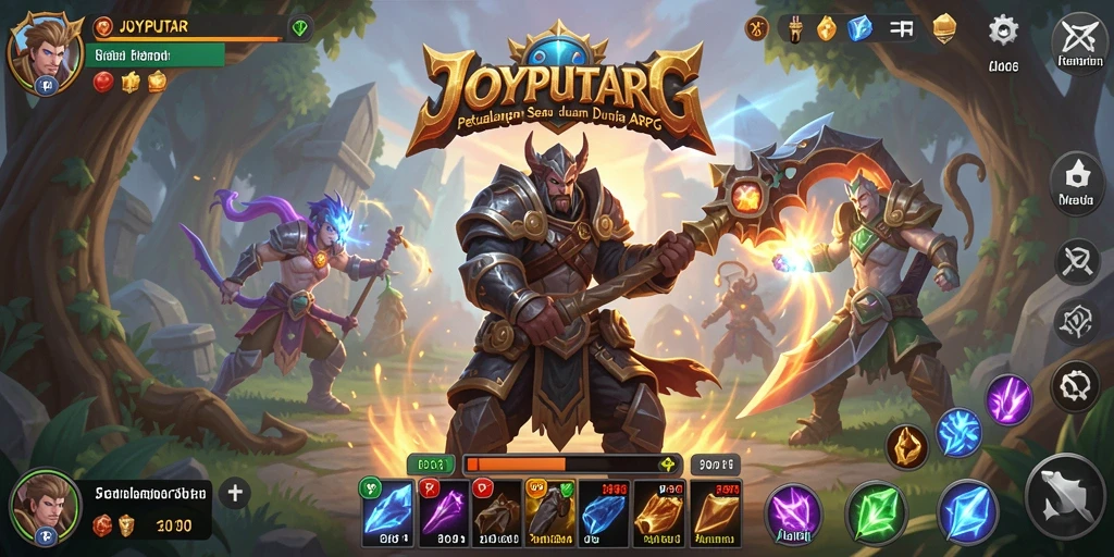Gameplay seru dengan aksi pertarungan dalam <strong>JOYPUTAR</strong> menampilkan karakter dan monster yang epik.