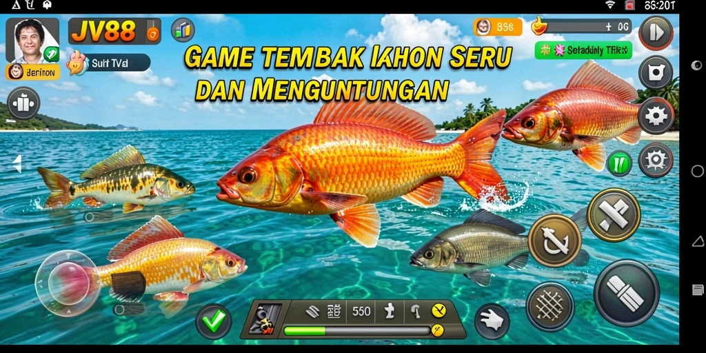 Tampilan gameplay JV88 yang seru dan menantang dalam menembak ikan.