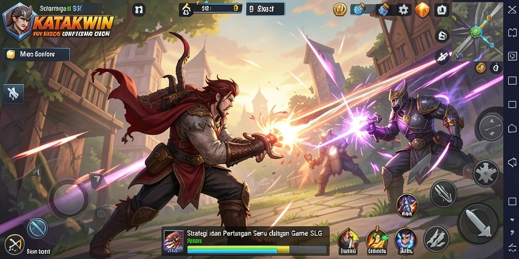 Screenshot KATAKWIN menampilkan pertarungan strategi seru di medan perang.