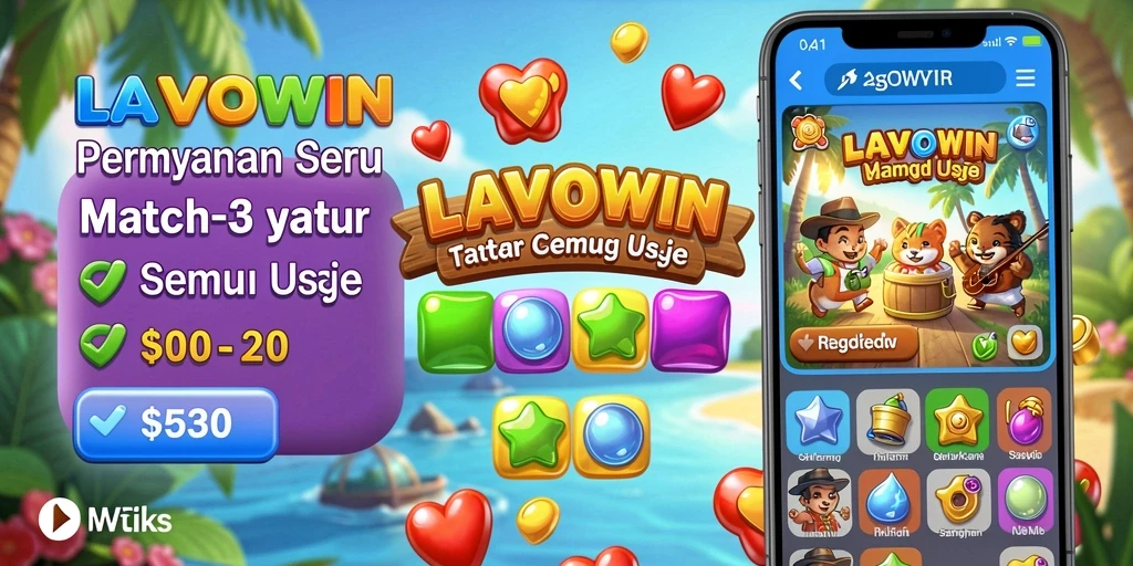 Tampilan gameplay LAVOWIN dengan keseruan Match-3 yang luar biasa.