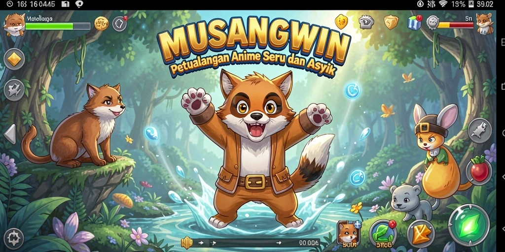 Tampilan gameplay <strong>MUSANGWIN</strong> yang penuh warna dan karakter menarik.