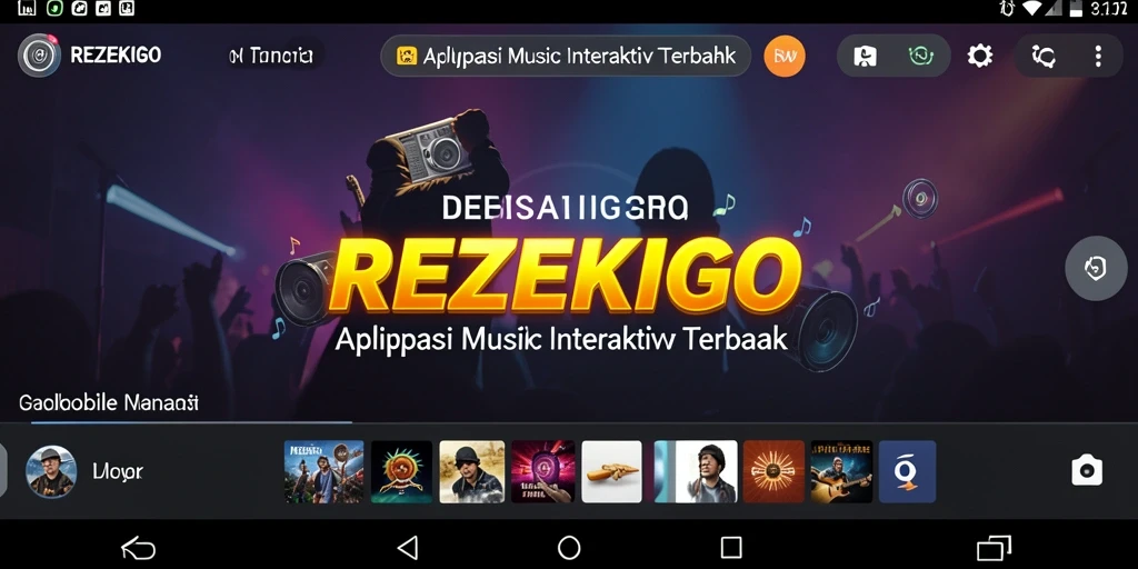 Tampilan utama REZEKIGO dengan berbagai pilihan lagu musik interaktif.